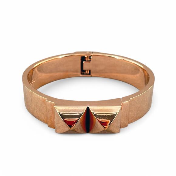 Michael Kors Pyramid Stud Bangle Bracelet Hinged Rose Gold Finish - Picture 2 of 10